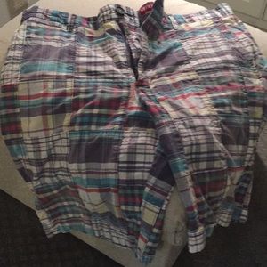 Plaid shorts with unique pattern